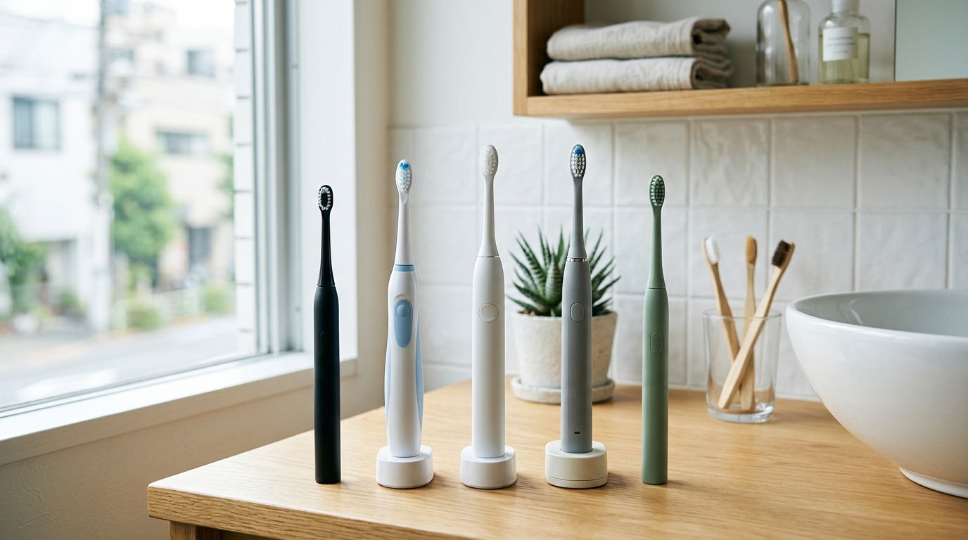 充電台あり・なし電動歯ブラシの洗面所スペース比較