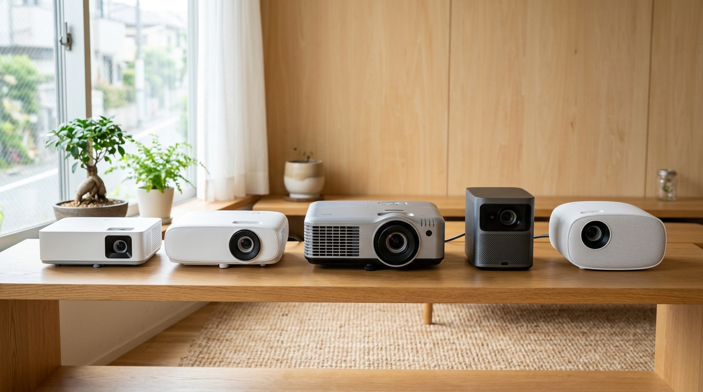 6畳の部屋に100インチ超の大画面を投影した様子