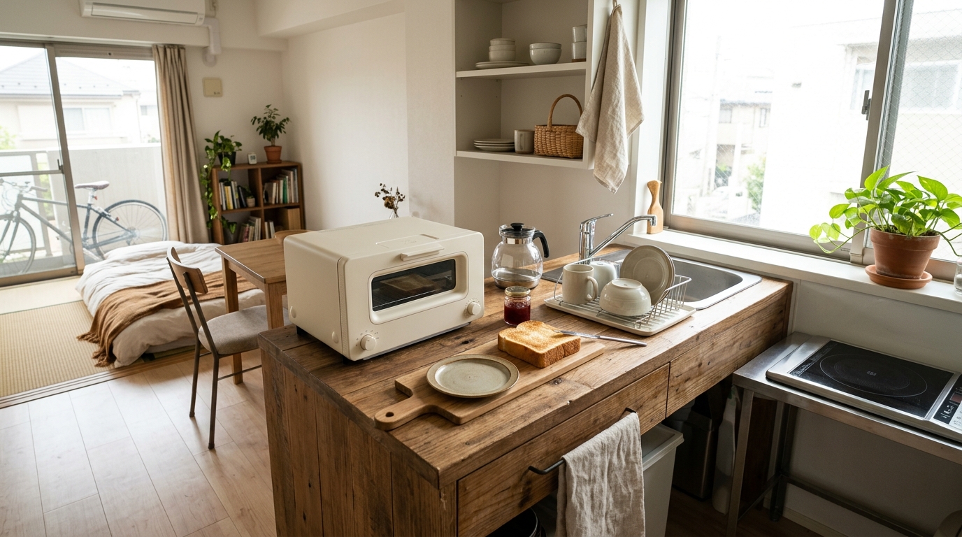 山善3000円台トースターで作る一人暮らしの朝食シーン