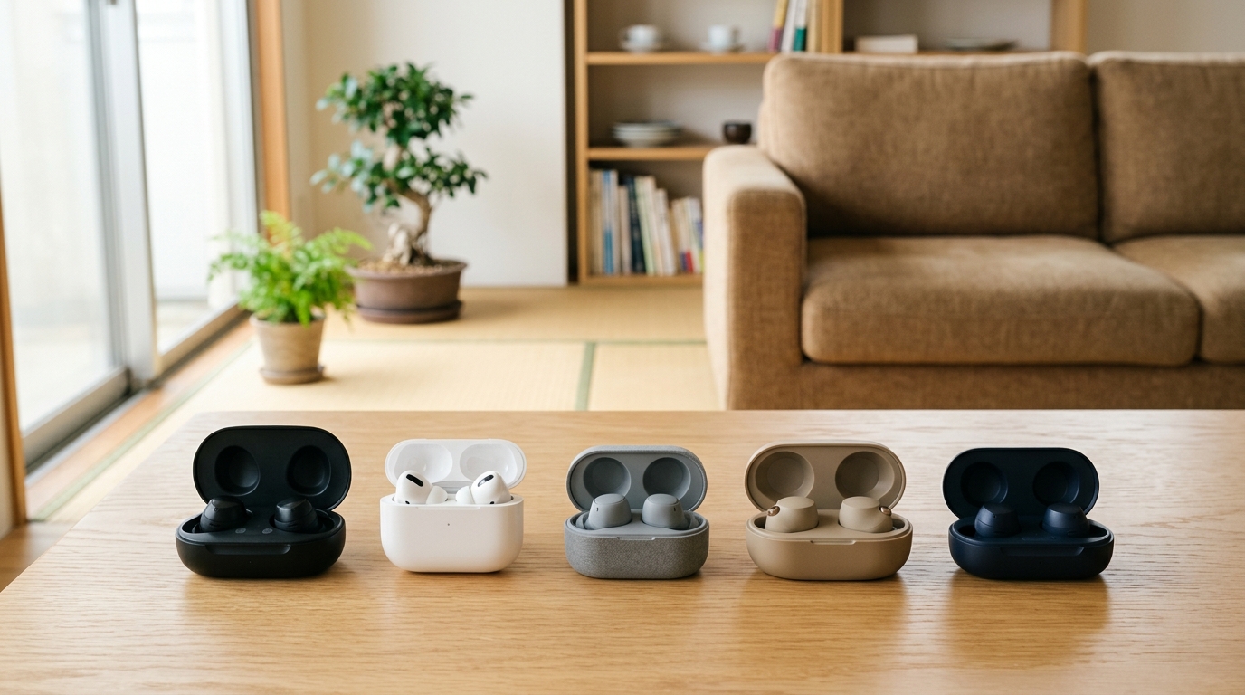 スマホとPCをイヤホンにマルチポイント接続するイメージ