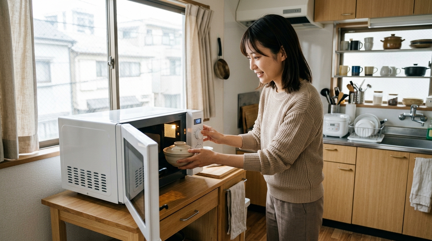 フラットテーブルとターンテーブルの電子レンジ庫内比較